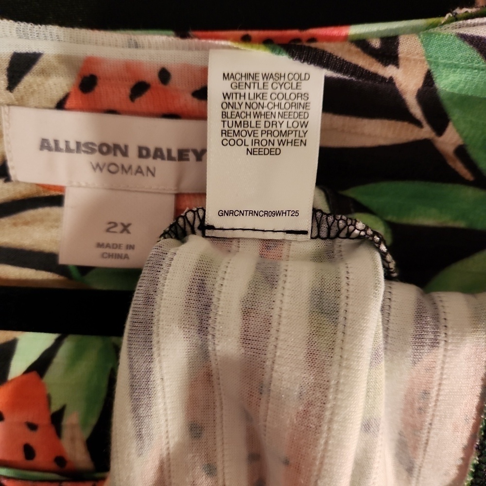 Allison Daley Fruit Floral Print Top Women's Size 2X - Picture 5 of 5